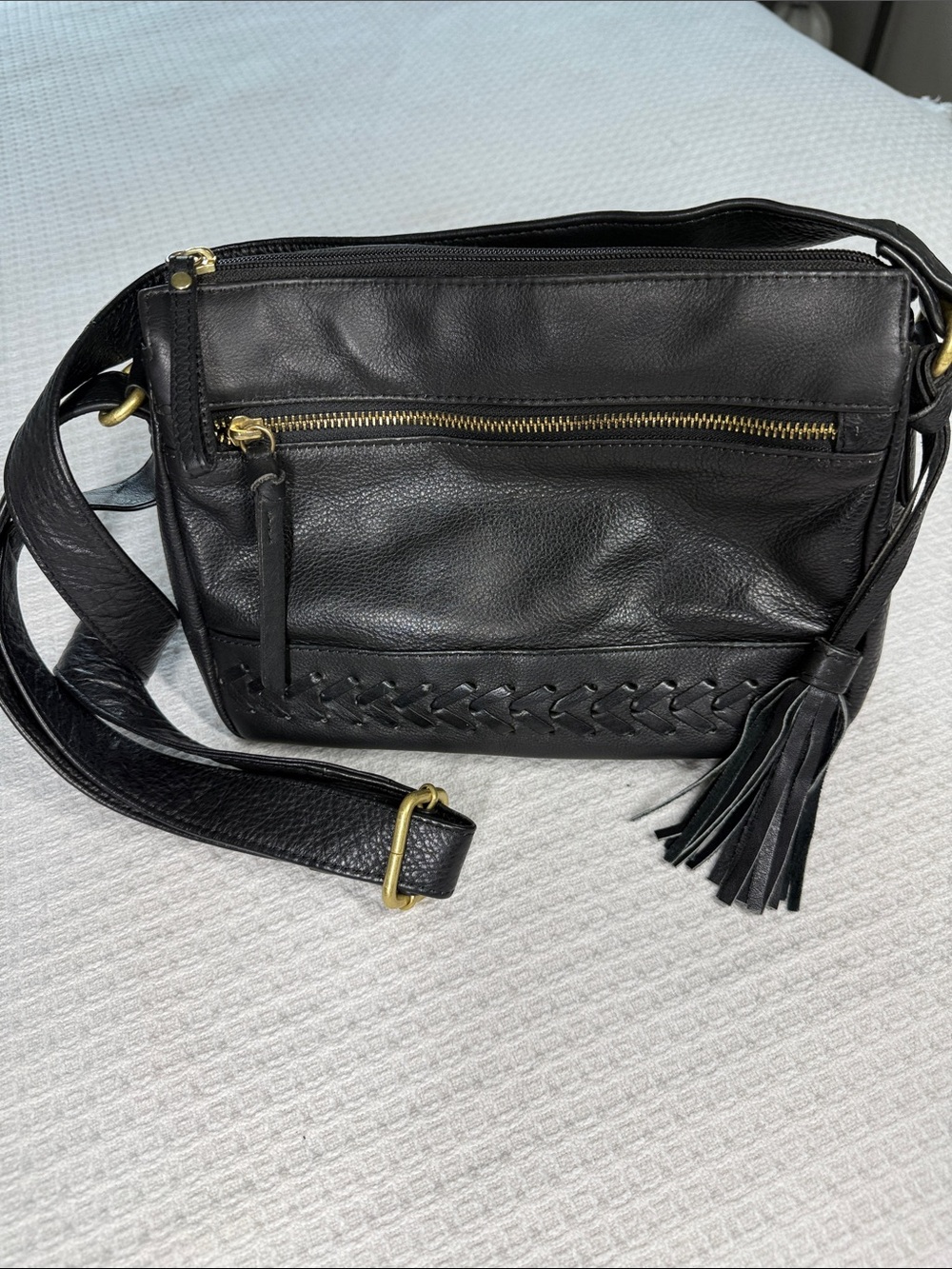 Great American Leather Works black leather crossbody shoulder bag western - Picture 3 of 16